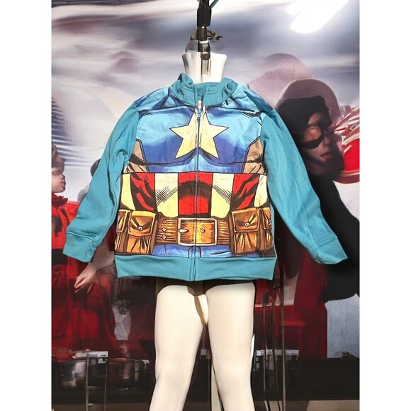 The Avengers Captain America Hoodie Boys Medium Size 8 Costume Jacket New NWT - Picture 5 of 10